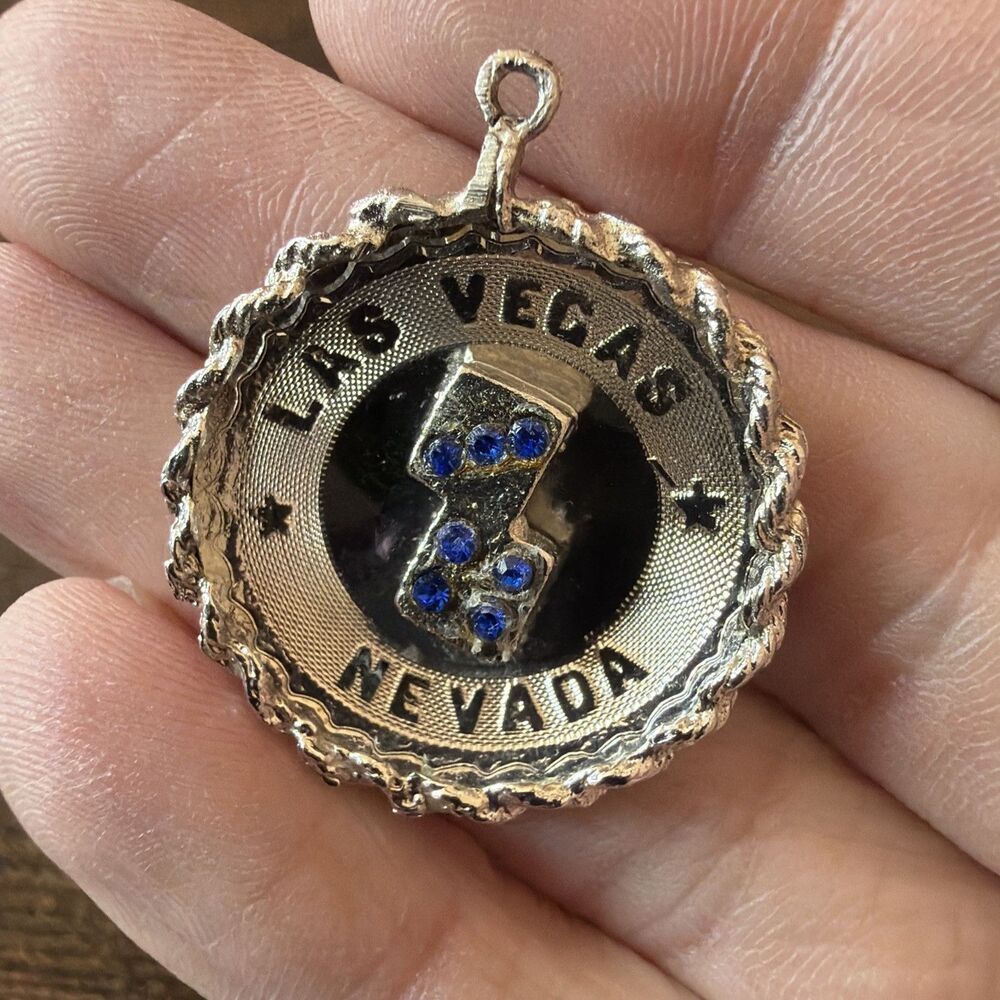 Vintage Sterling Silver Las Vegas Dice Charm Pendant Nevada Rhinestones 5.8g